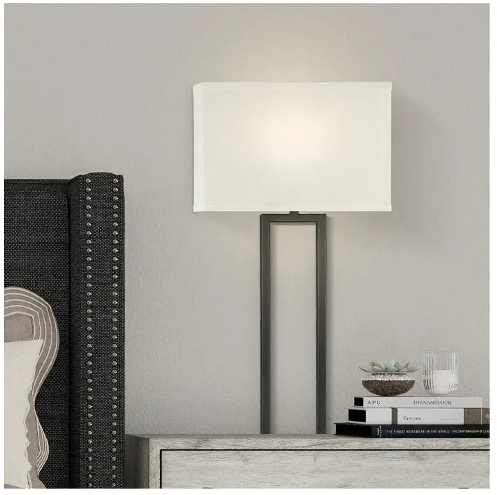 Possini Euro Portico 36 3/4" High Black Metal Plug-In Wall Lamp