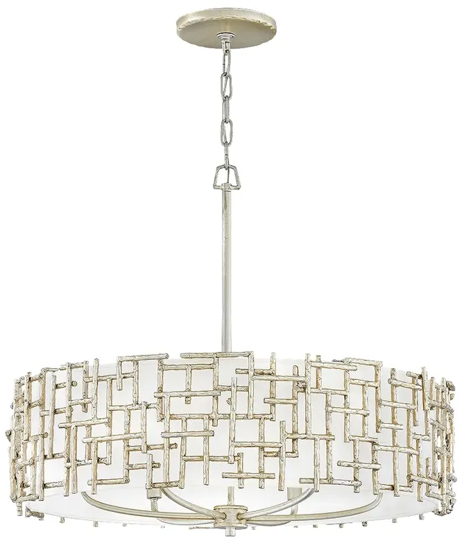 Hinkley Farrah 28" Wide Silver Leaf Modern Drum Chandelier