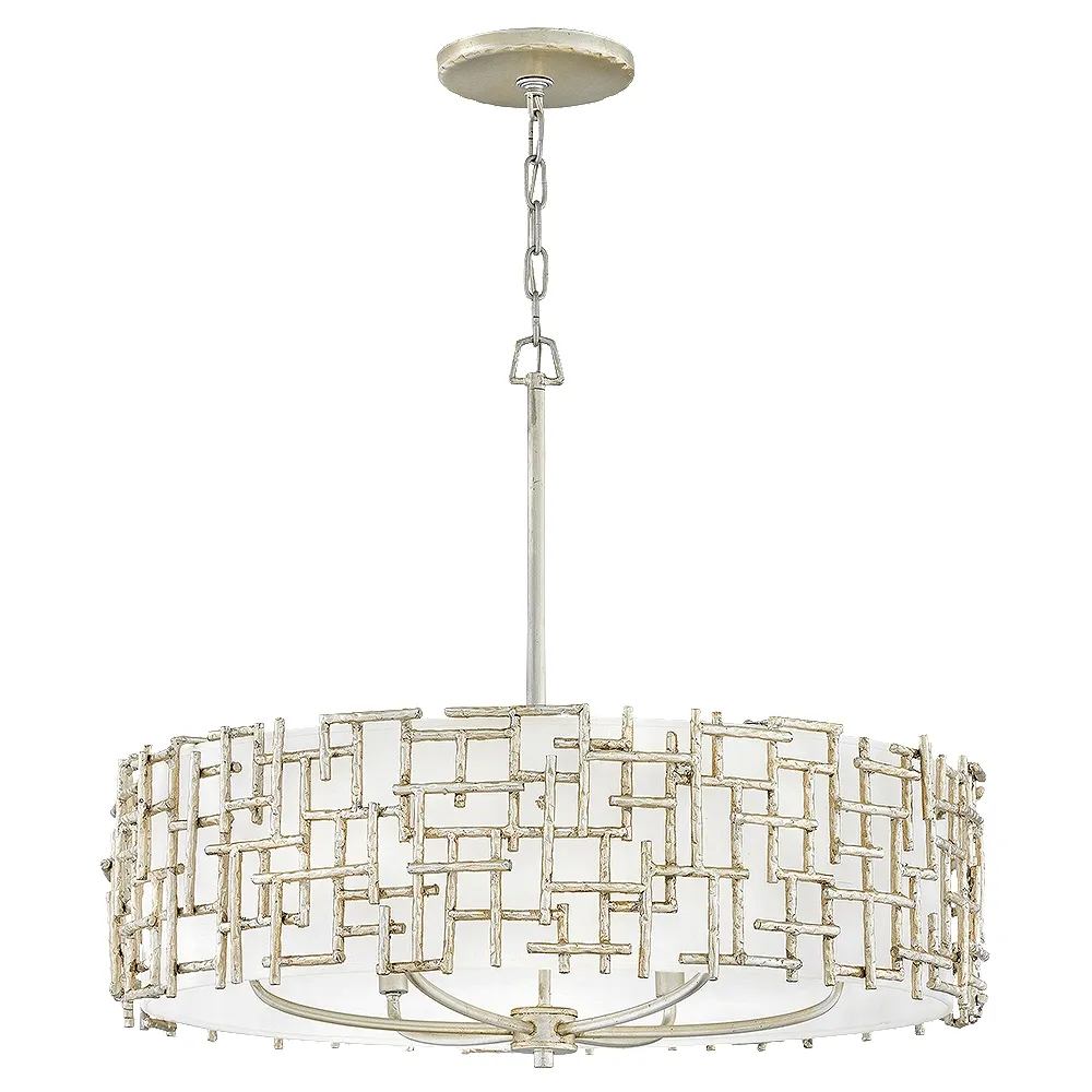 Hinkley Farrah 28" Wide Silver Leaf Modern Drum Chandelier