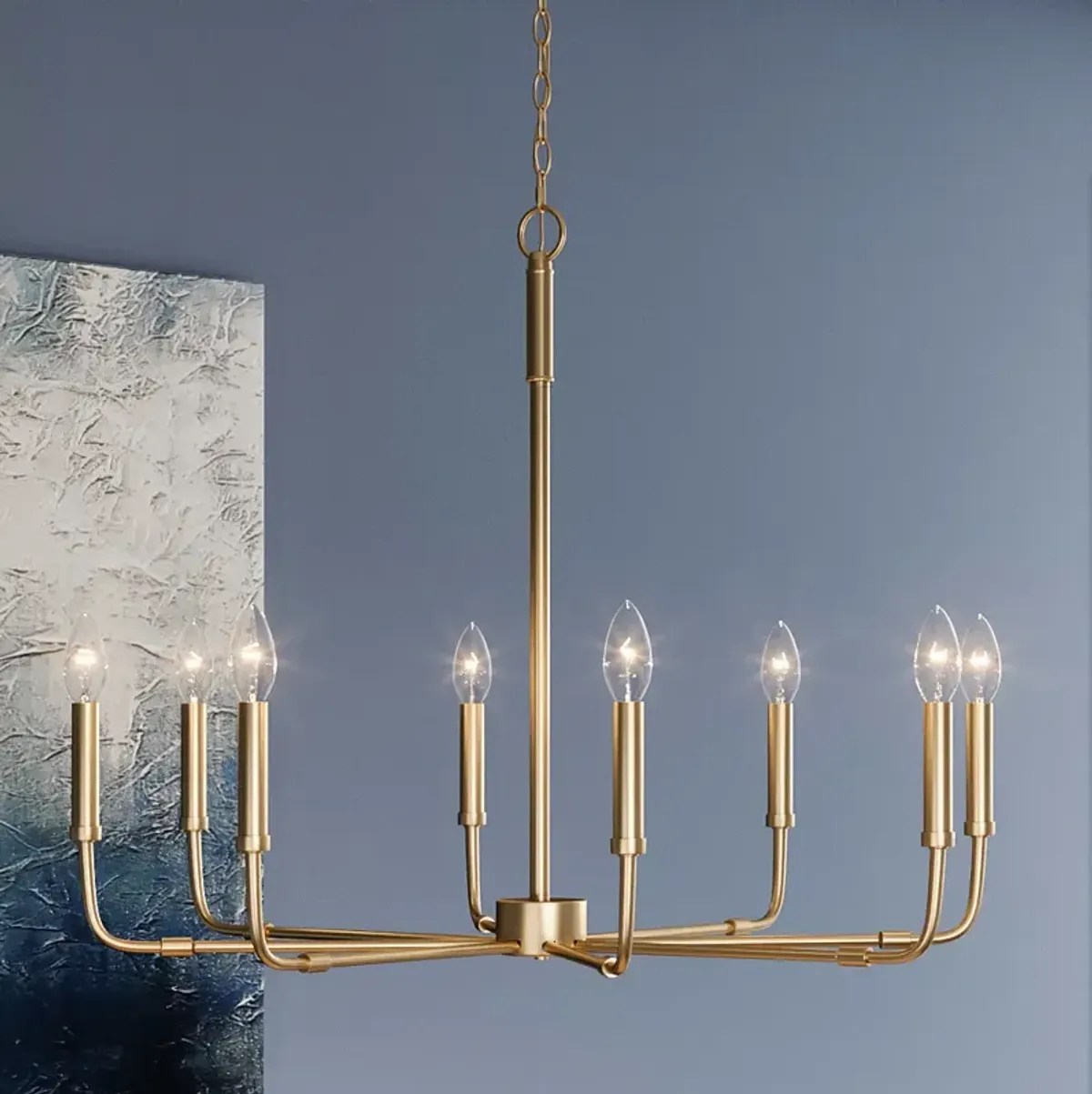 Quoizel Abner 28" Wide Aged Brass 8-Light Chandelier
