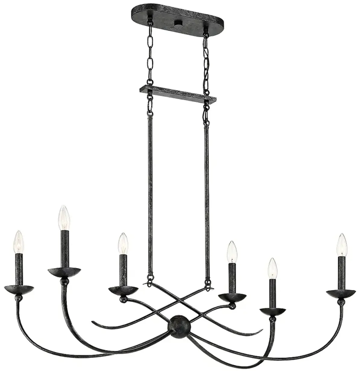 Calligraphy 37 1/2" Wide Old Black 6-Light Island Chandelier