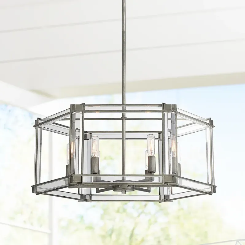 Langen Square 24" Wide Antique Nickel Geometric 6-Light Pendant Light