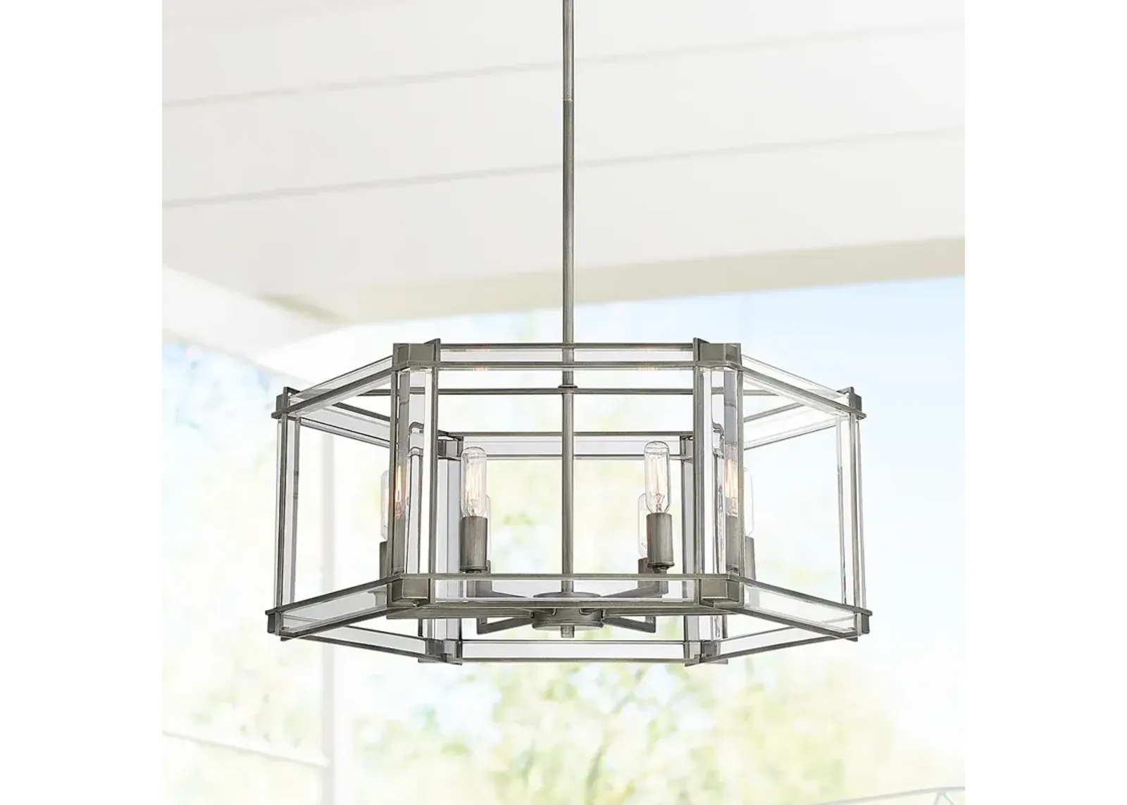 Langen Square 24" Wide Antique Nickel Geometric 6-Light Pendant Light