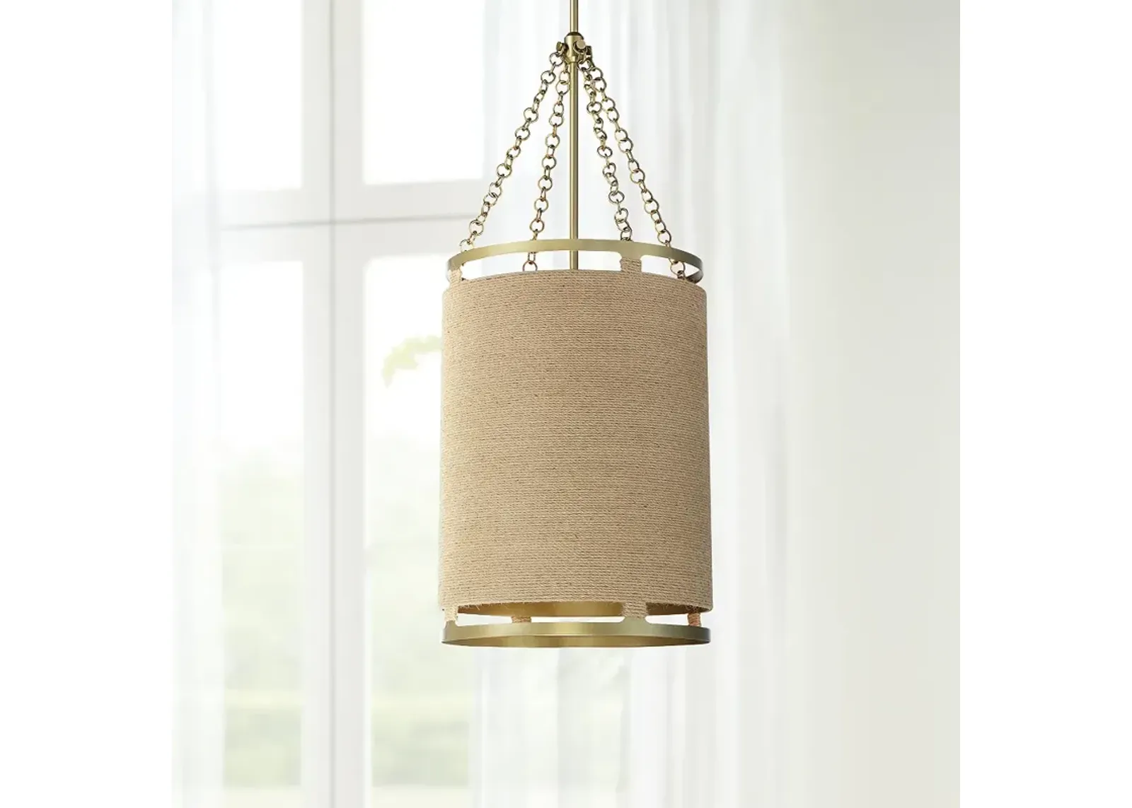 Windward Passage 14 1/2" Wide Brass and Natural Rope 4-Light Pendant