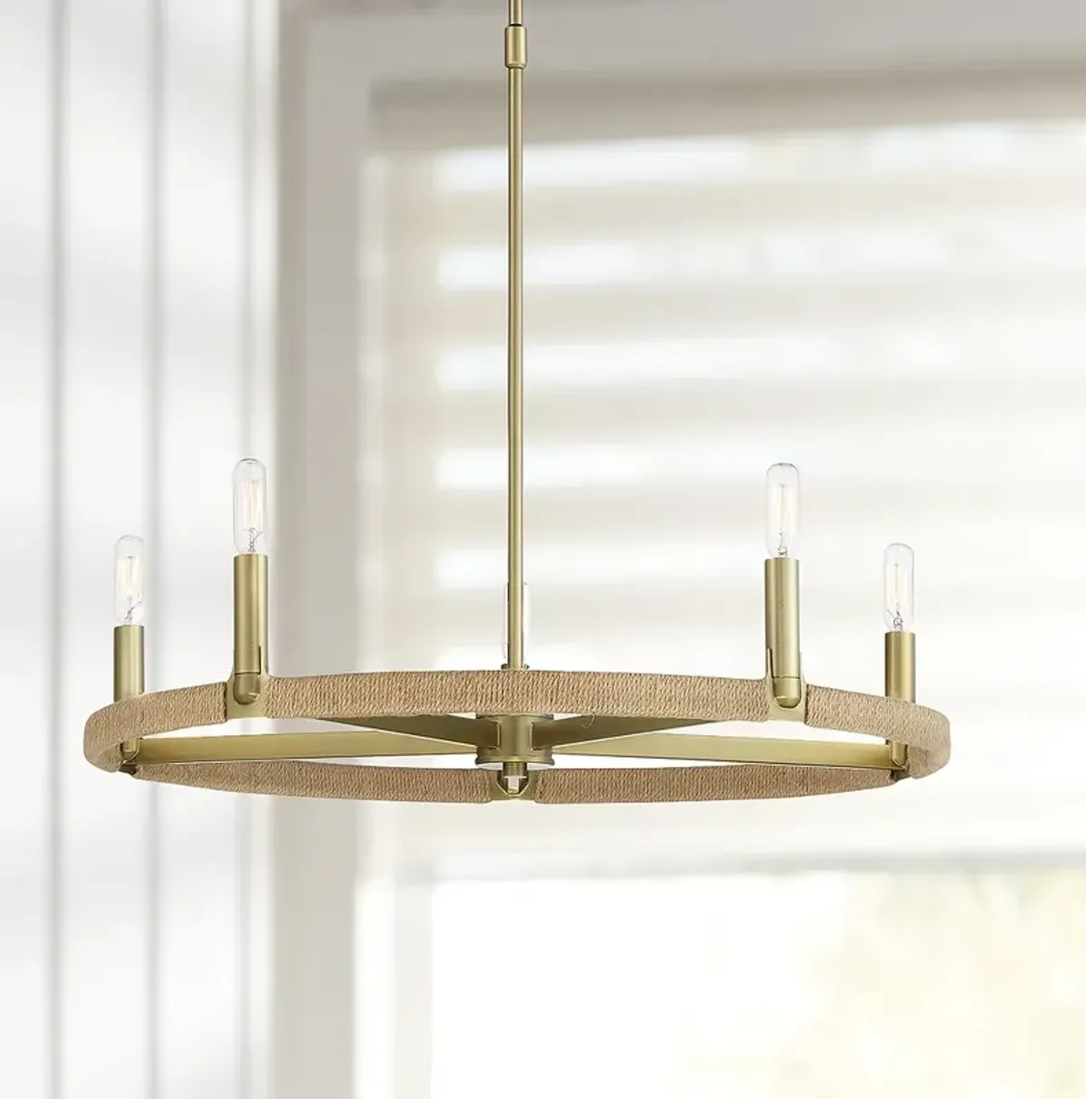 Windward Passage 26 3/4" Wide Brass Natural Rope 5-Light Chandelier