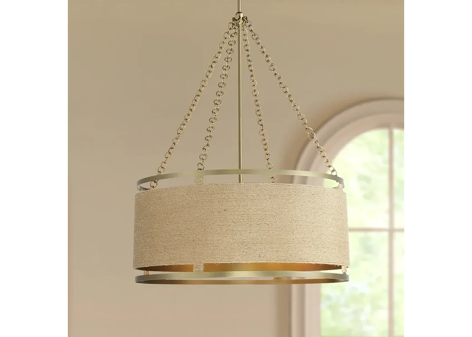 Windward Passage 26 1/2" Wide Brass and Natural Rope 6-Light Pendant