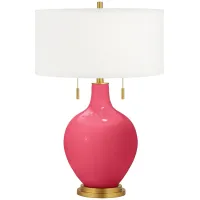 Color Plus Toby Brass 28" Eros Pink Glass Table Lamp