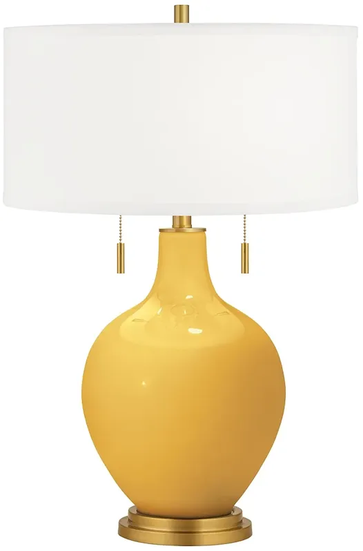 Color Plus Toby Brass 28" High Goldenrod Yellow Table Lamp