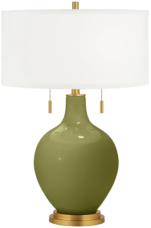 Color Plus Toby Brass 28" Glass Rural Green Table Lamp
