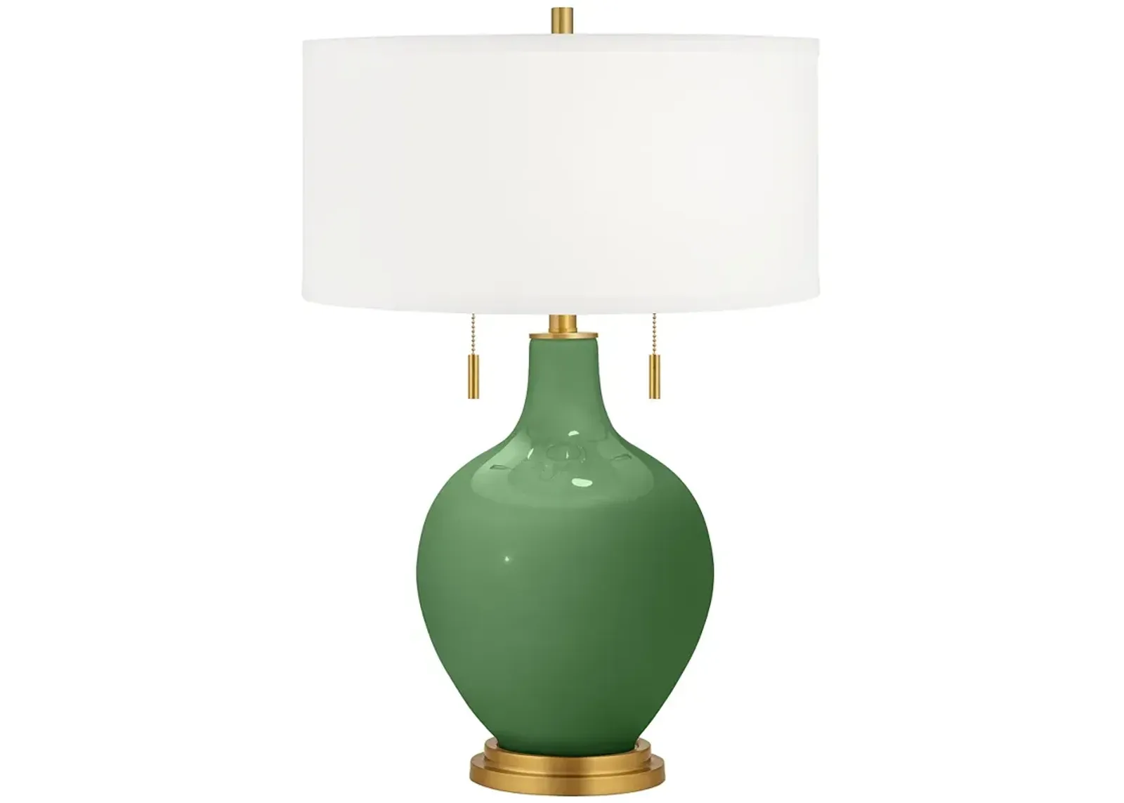 Color Plus Toby Brass 28" Garden Grove Green Glass Table Lamp