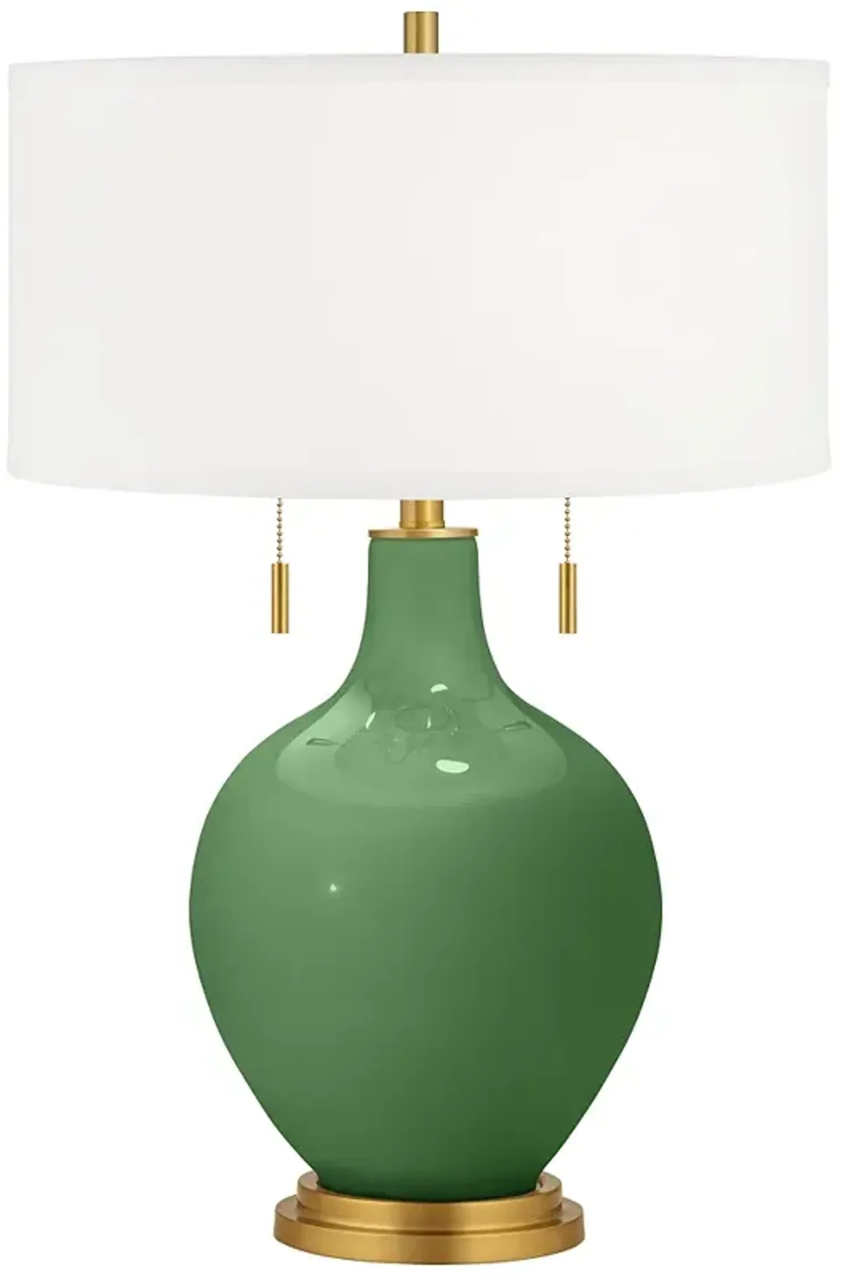 Color Plus Toby Brass 28" Garden Grove Green Glass Table Lamp