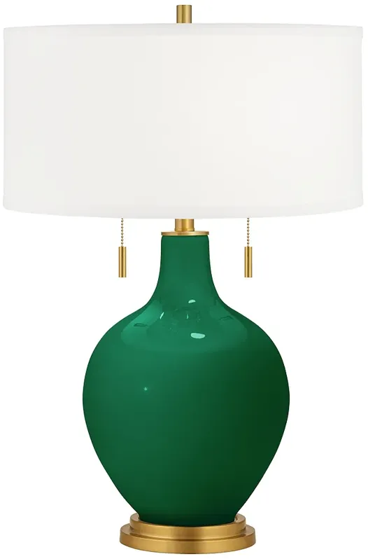 Color Plus Toby Brass 28" Greens Glass Table Lamp