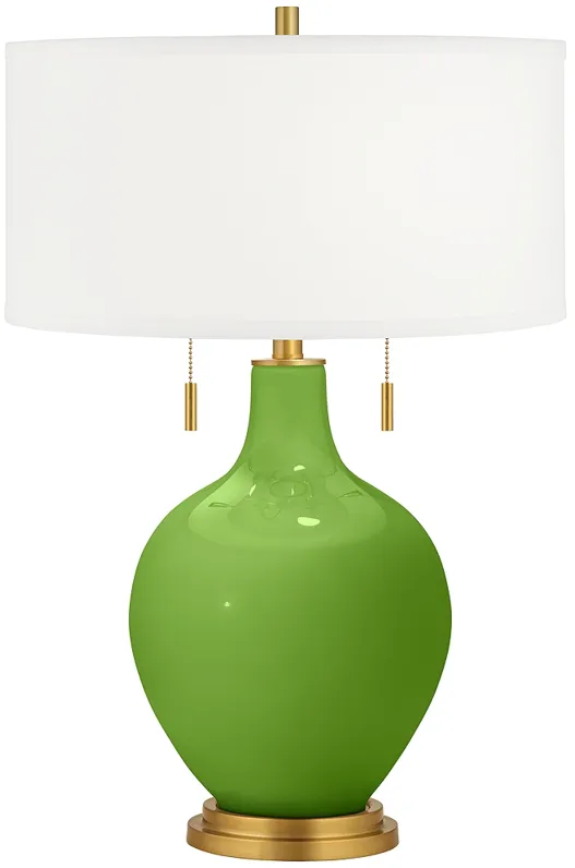 Color Plus Toby 28" High Brass and Rosemary Green Glass Table Lamp