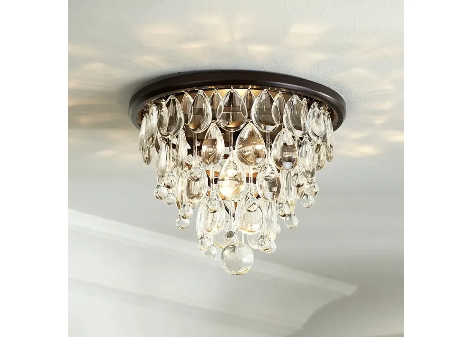 Vienna Full Spectrum Lorraine 12 1/2" Bronze and Crystal Ceiling Light