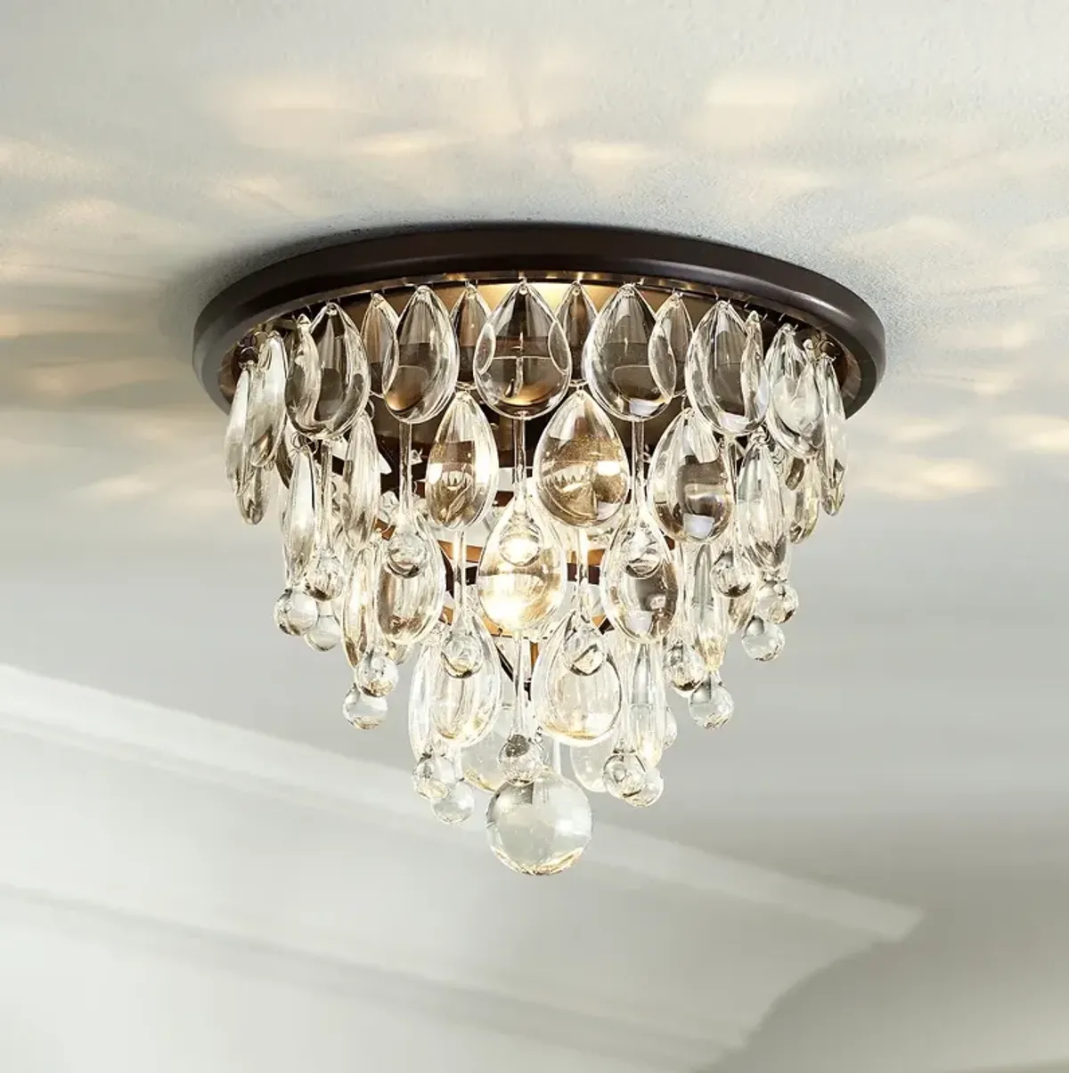 Vienna Full Spectrum Lorraine 12 1/2" Bronze and Crystal Ceiling Light