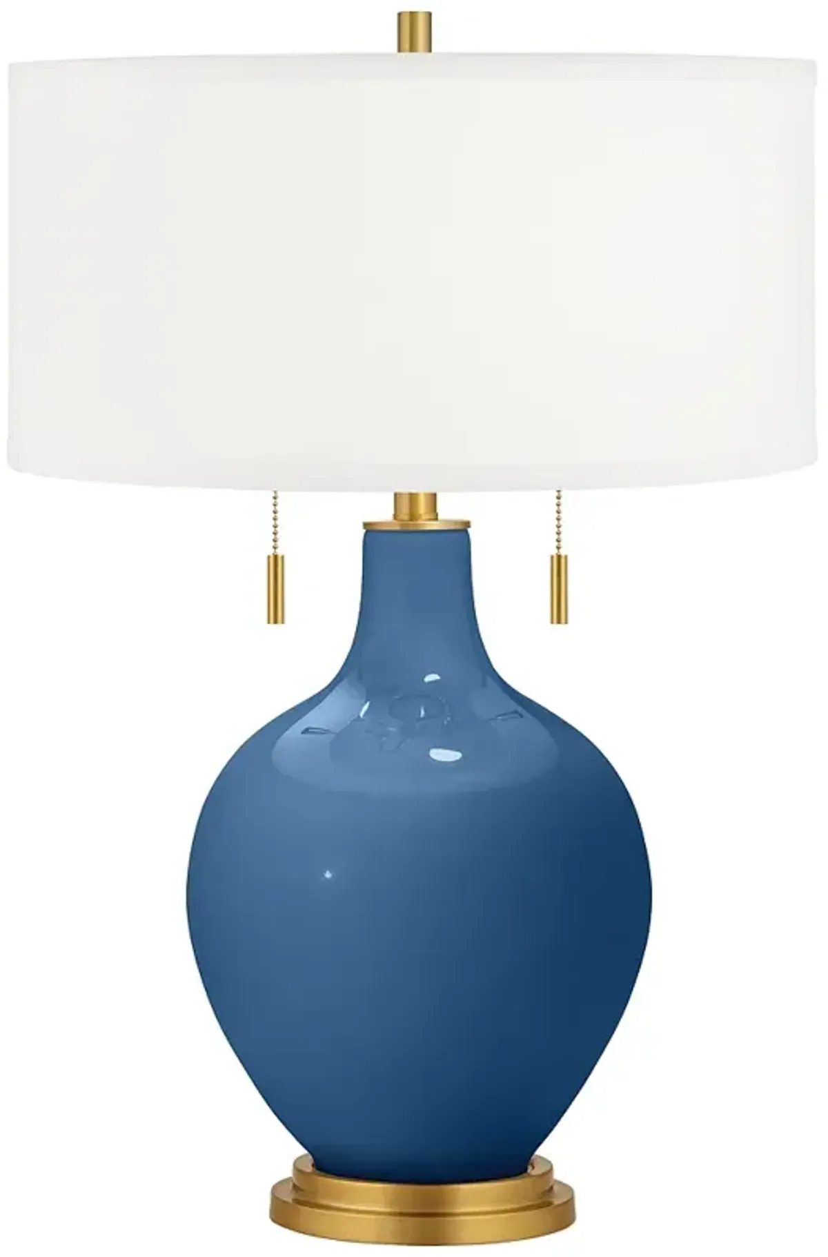 Color Plus Toby Brass 28" Regatta Blue Glass Table Lamp