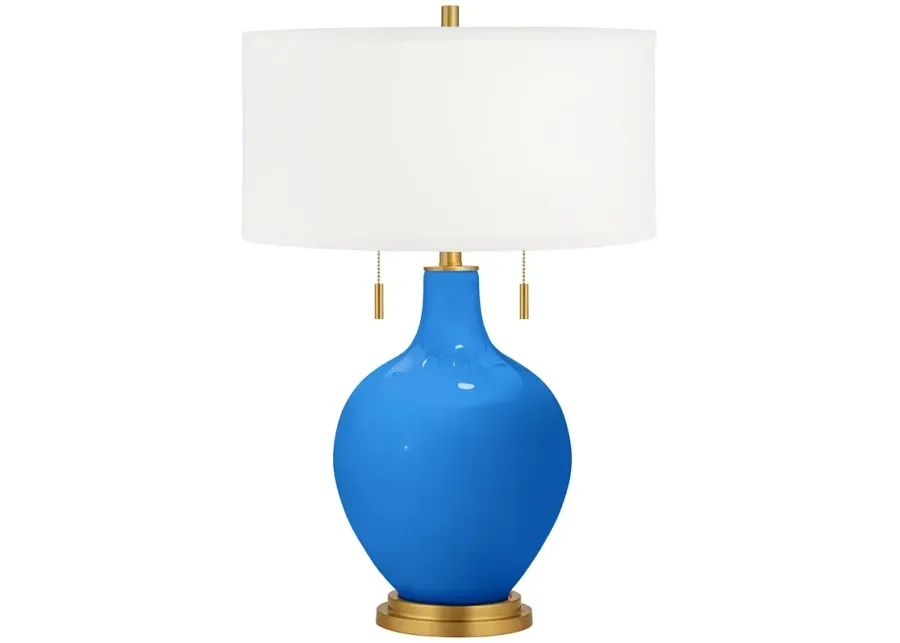 Royal Blue Toby Brass Accents Table Lamp