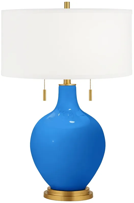 Royal Blue Toby Brass Accents Table Lamp