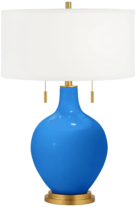 Royal Blue Toby Brass Accents Table Lamp