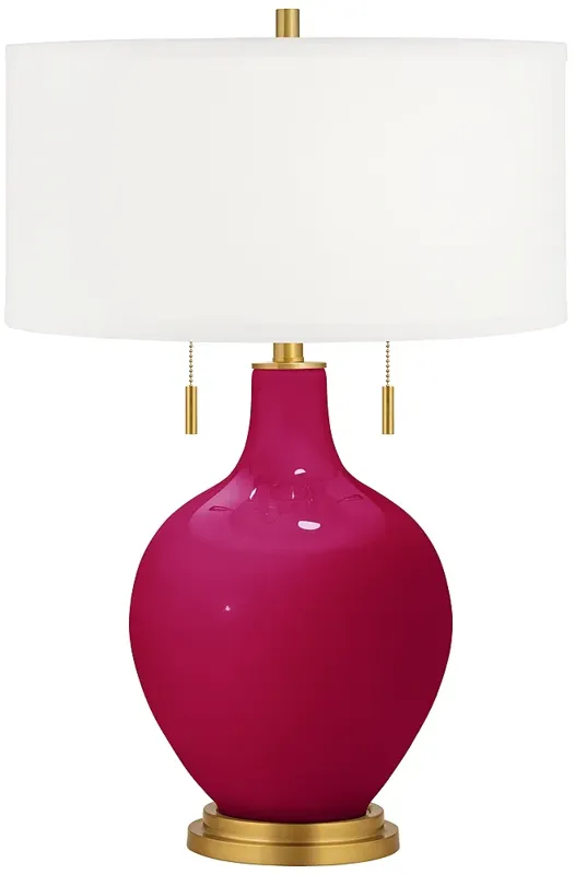 French Burgundy Toby Brass Accents Table Lamp