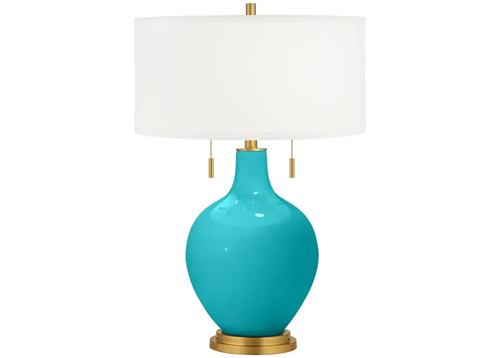 Color Plus Toby Brass 28" High Coastal Modern Surfer Blue Table Lamp