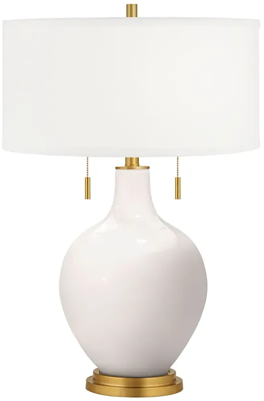 Color Plus Toby Brass Accents 28" Smart White Table Lamp