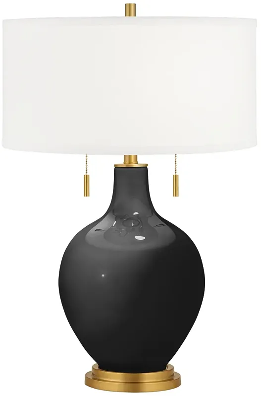 Color Plus Toby Brass 28" High Tricorn Black Table Lamp