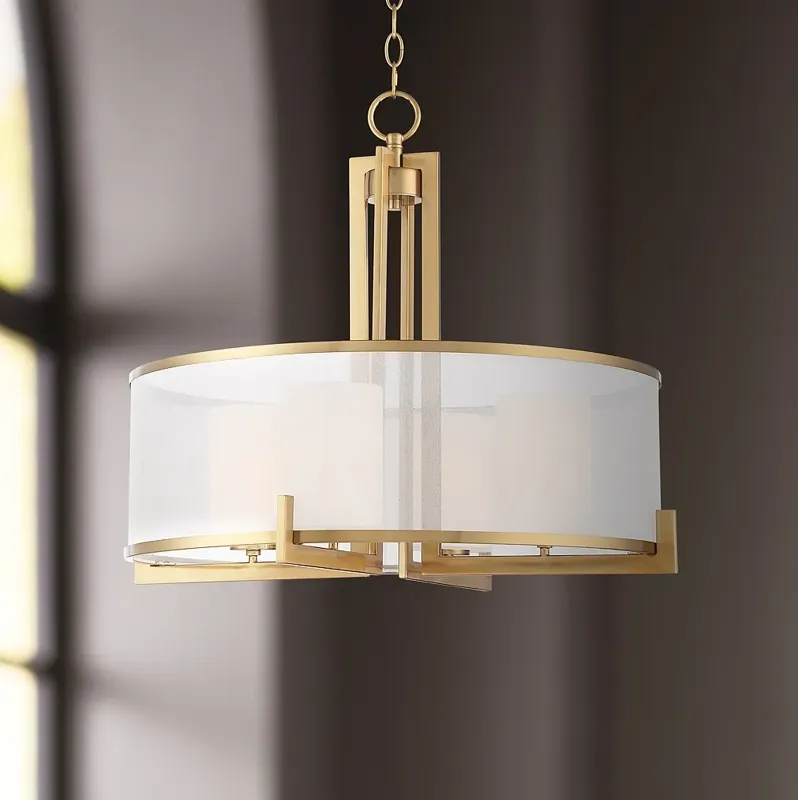 Possini Euro Persephone 24" Wide Warm Antique Brass Drum Pendant Light