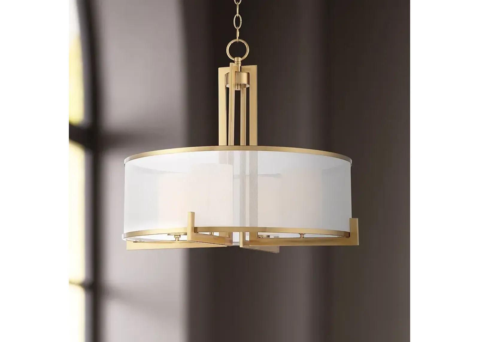 Possini Euro Persephone 24" Wide Warm Antique Brass Drum Pendant Light