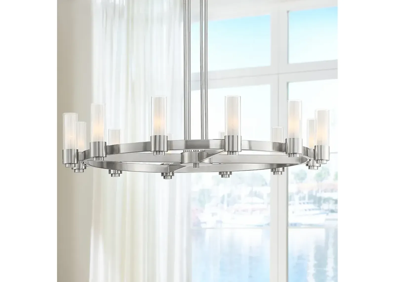 Stiffel Ennis 48" Wide Brushed Nickel 12-Light Ring Chandelier