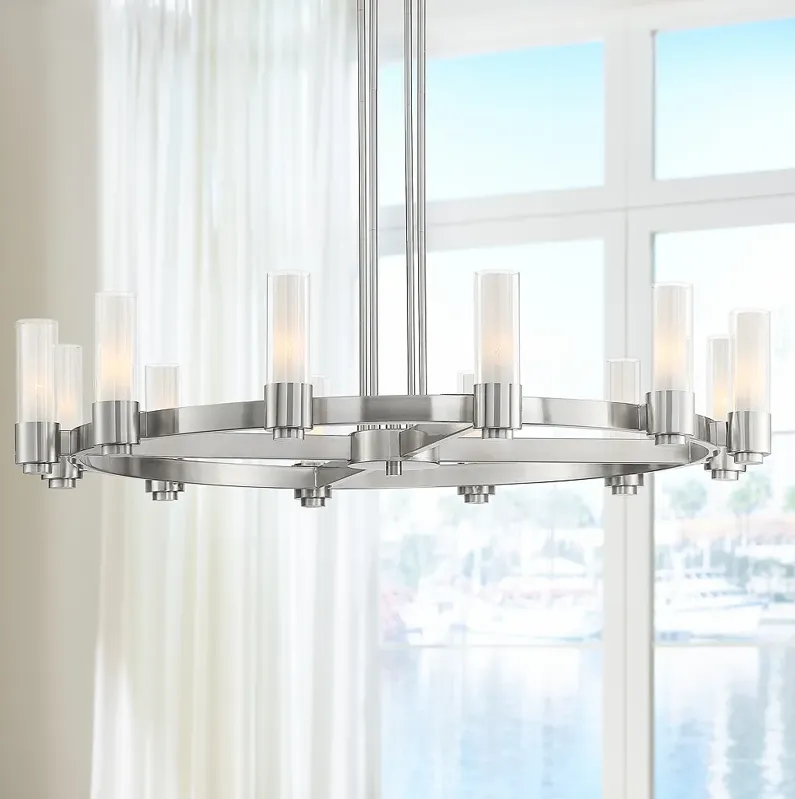 Stiffel Ennis 48" Wide Brushed Nickel 12-Light Ring Chandelier