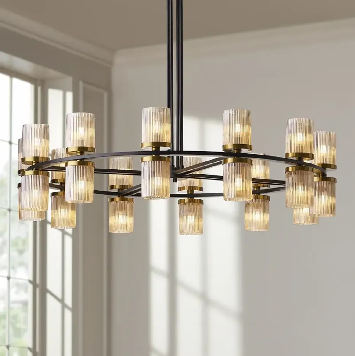 Stiffel Palais 48" Wide Champagne Glass 24-Light Ring Chandelier