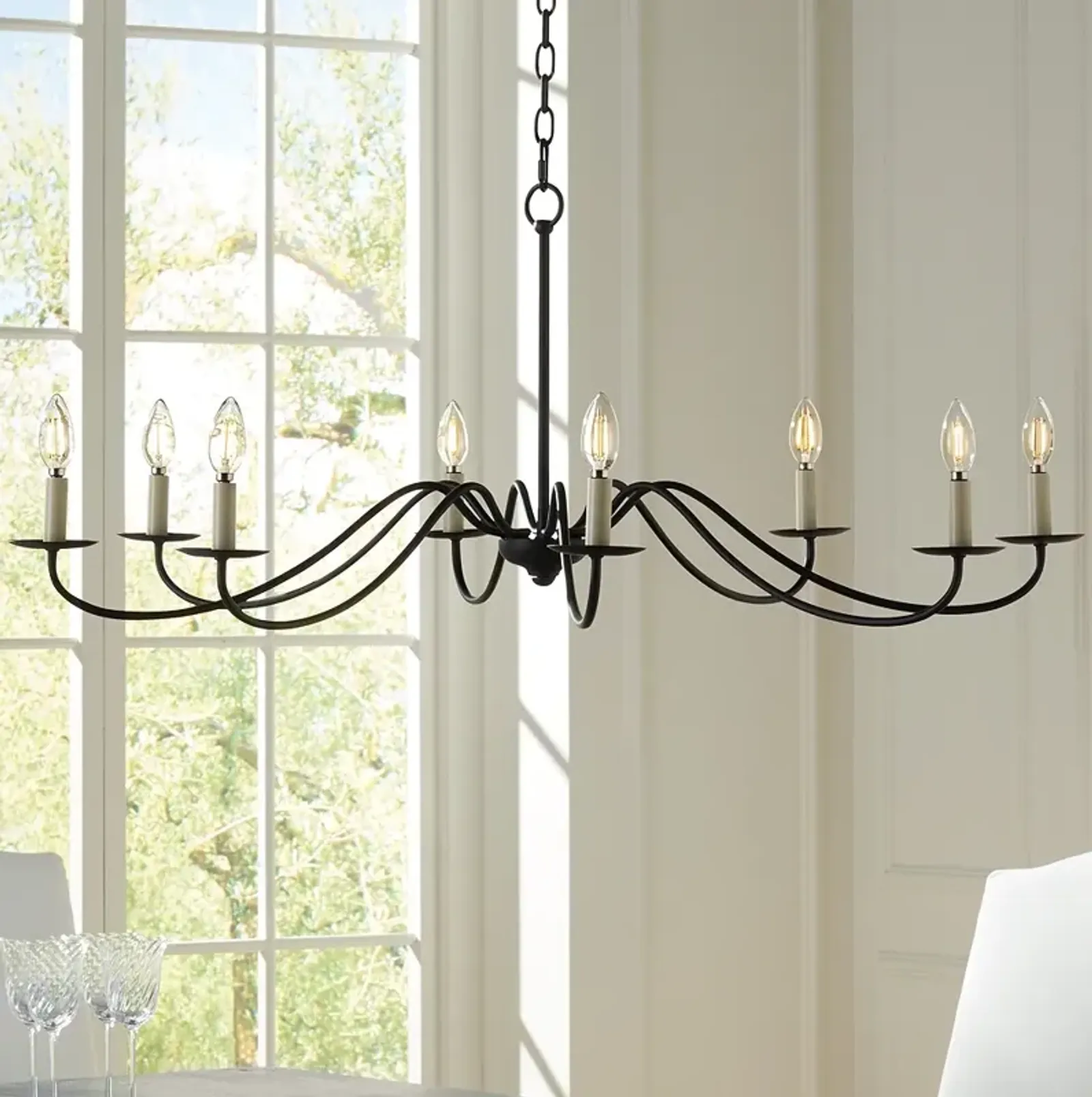 Franklin Iron Works Marinec 42" Black 8-Light Candelabra Chandelier