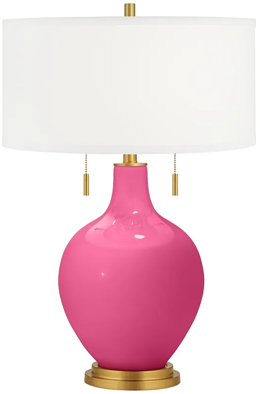 Blossom Pink Toby Brass Accents Table Lamp