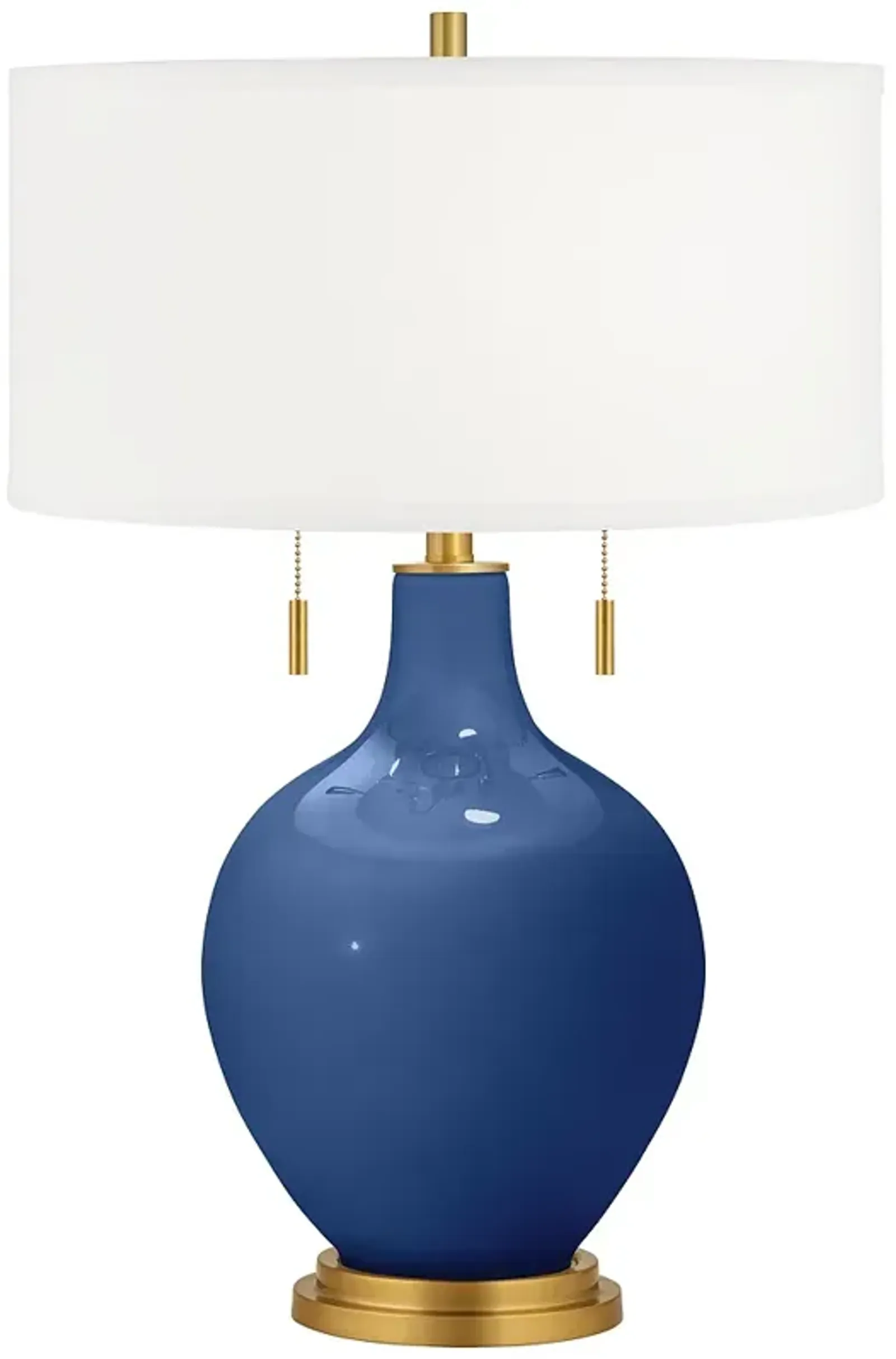 Color Plus Toby Brass 28" Modern Glass Monaco Blue Table Lamp