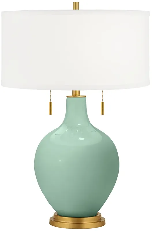 Color Plus Toby Brass 28" High Grayed Jade Green Table Lamp