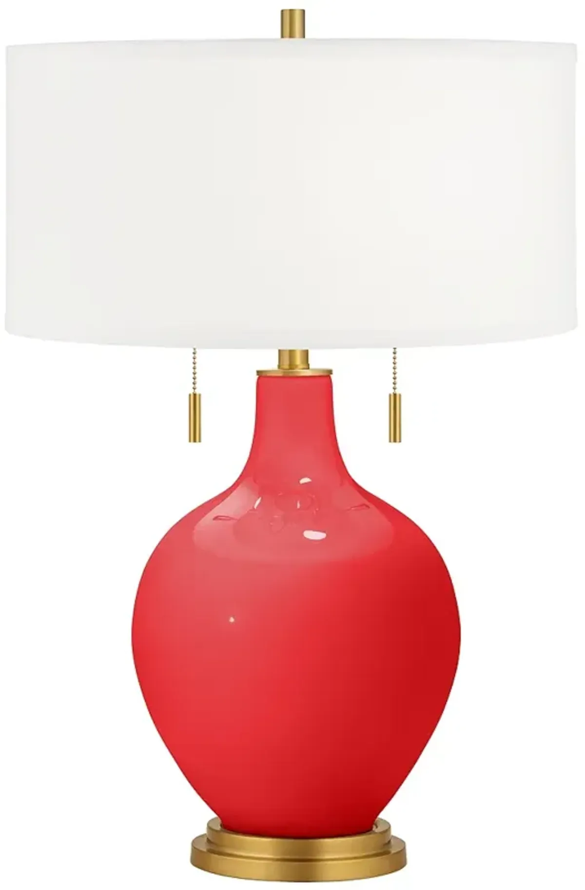 Color Plus Toby Brass Accents  28" High Poppy Red Table Lamp