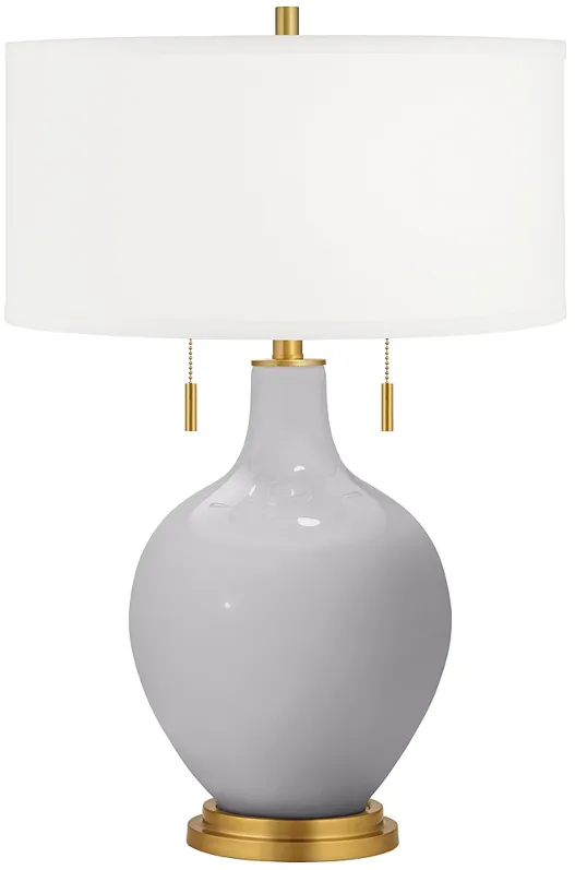 Swanky Gray Toby Brass Accents Table Lamp