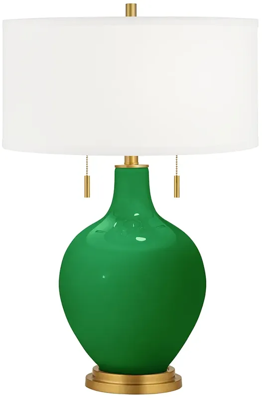 Color Plus Toby Brass and Envy Green Glass Table Lamp