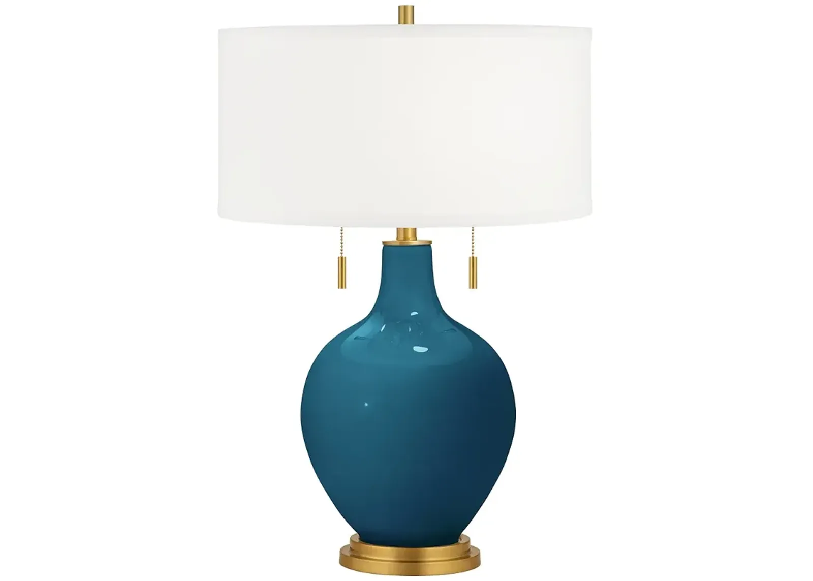 Color Plus Toby Brass 28" Oceanside Blue Glass Table Lamp