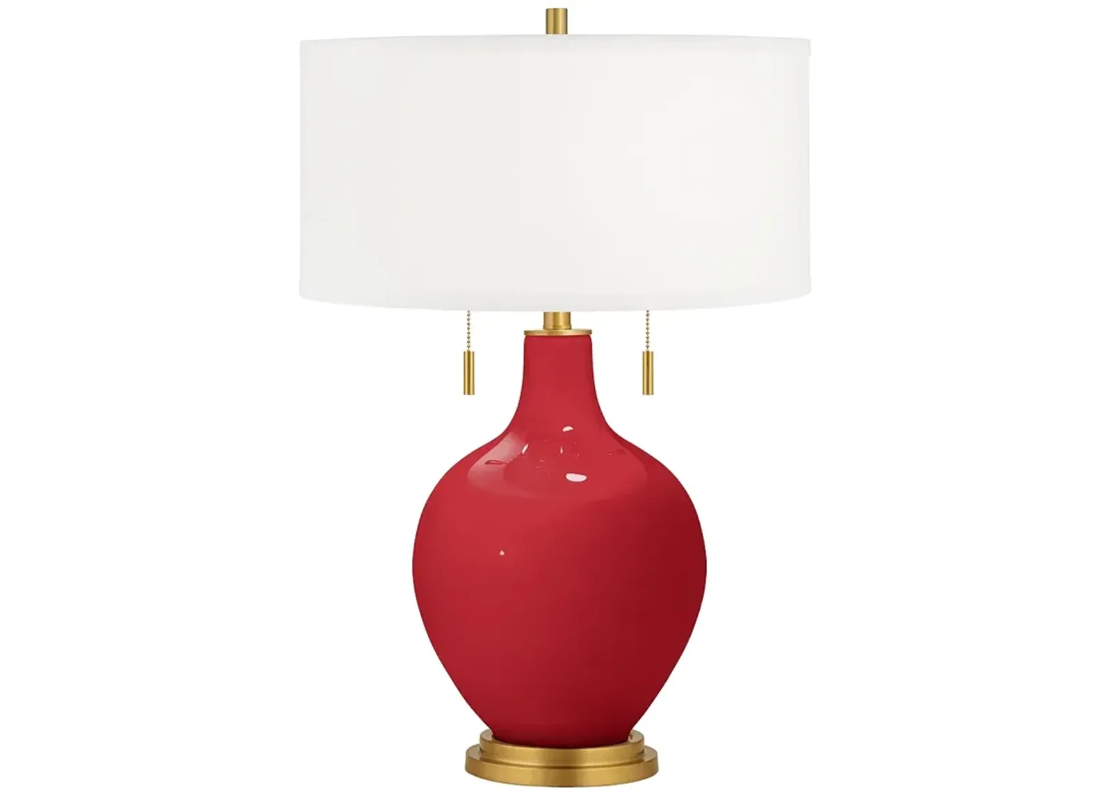 Color Plus Toby Brass 28" High Modern Glass Ribbon Red Table Lamp