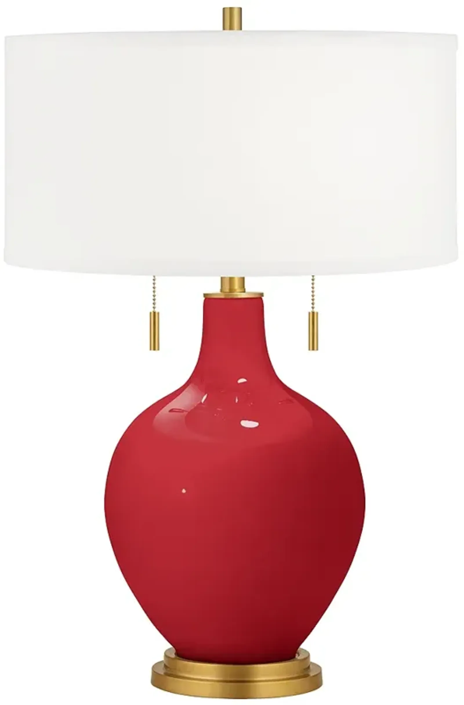 Color Plus Toby Brass 28" High Modern Glass Ribbon Red Table Lamp