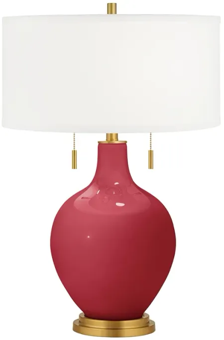 Color Plus Toby Brass 28" Samba Red Glass Table Lamp