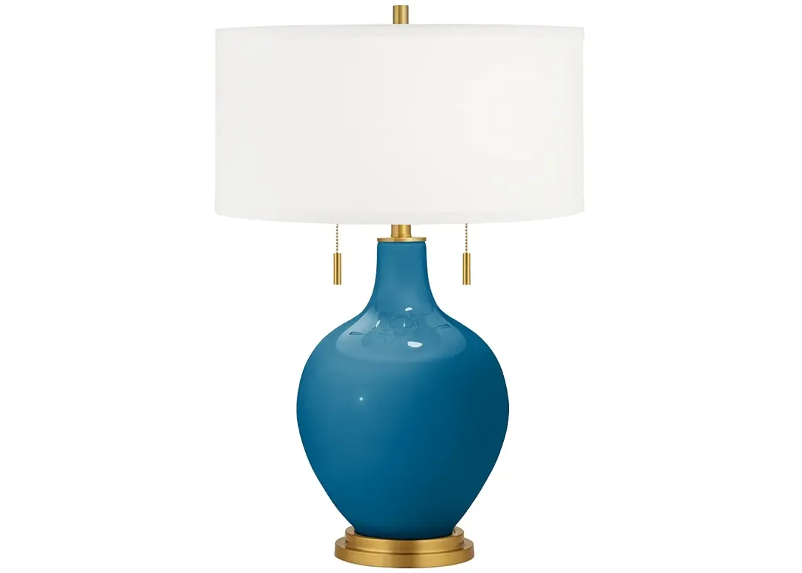 Color Plus Toby Brass 28" High Coastal Mykonos Blue Table Lamp