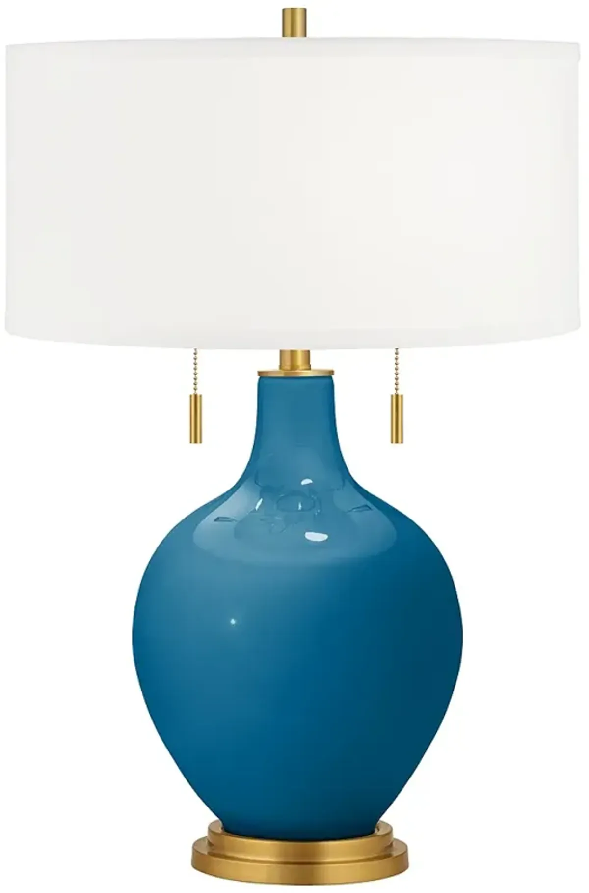 Color Plus Toby Brass 28" High Coastal Mykonos Blue Table Lamp