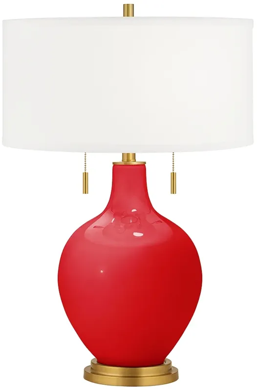 Bright Red Toby Brass Accents Table Lamp