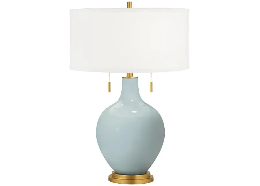 Color Plus Toby Brass 28" Rain Blue Glass Table Lamp