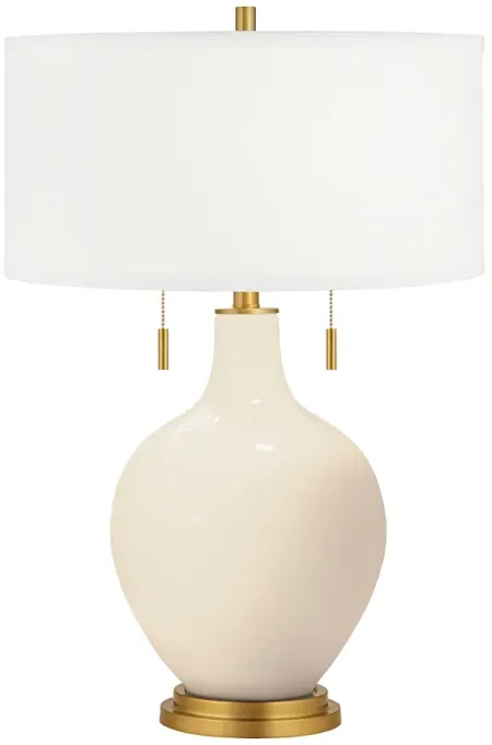 Color Plus Toby Brass 28" Steamed Milk White Glass Table Lamp