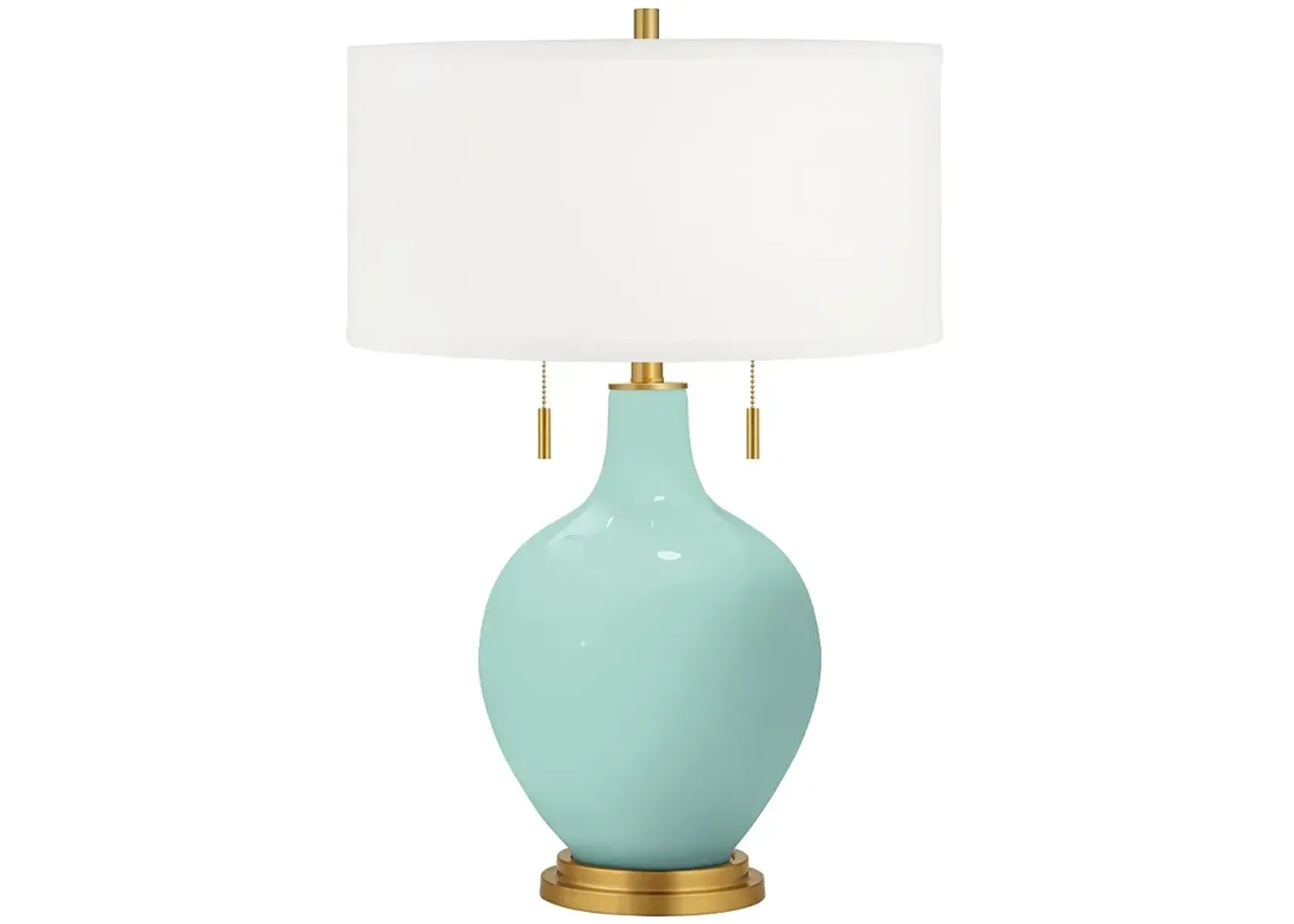 Color Plus Toby Brass 28" Modern Glass Cay Blue Table Lamp