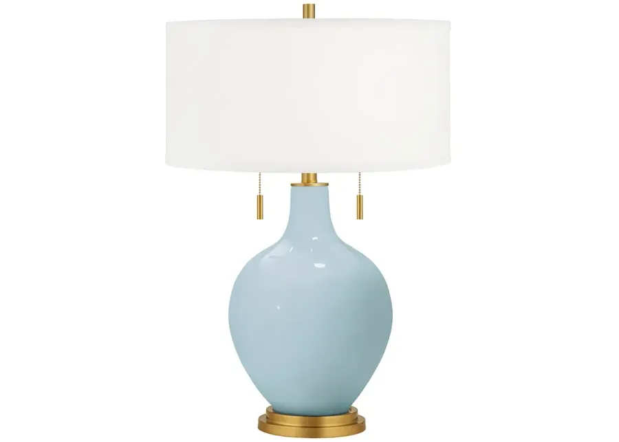 Color Plus Toby Brass 28" Vast Sky Blue Glass Table Lamp